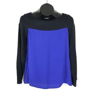 Joie Aliso Color Block Top Women's XS Long Sleeve Blouse Rayon Crepe Career